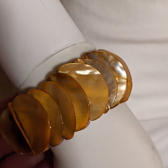 Vintage 3 piece orange shell necklaces & bracelet. 2 necklaces, mother of pearl - Picture 7 of 9